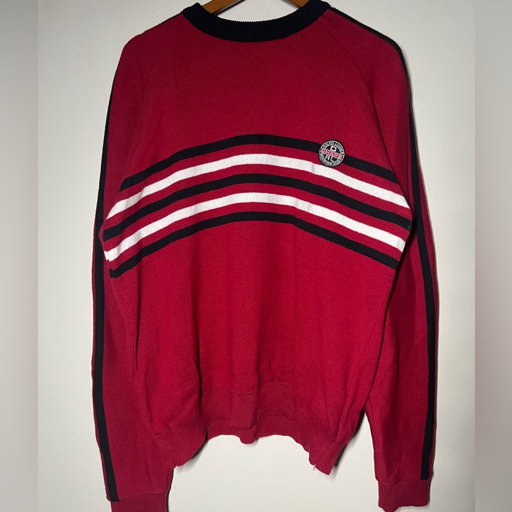 CHAPS BY RALPH LAUREN CREW STRIPED SWEATER RED MEDIUM